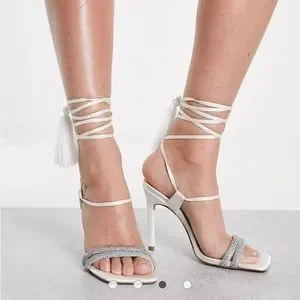 ASOS Shoes Brand New White Sparkly Tie Up Heels Poshmark